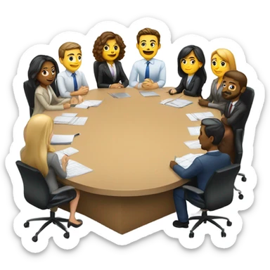 men and women work meeting at a table sticker
