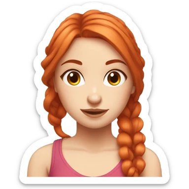 Yoga girly girl sitting criss cross fit red hair girl beautiful face fair skin sticker