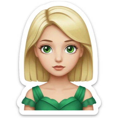 Fille blonde yeux vert  maquiller robe chronique sticker