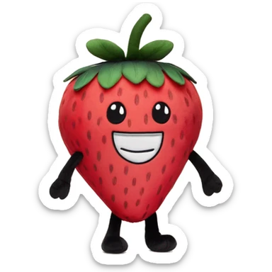 Strawberry plush with black legs and a smile like jellycat plushies sticker