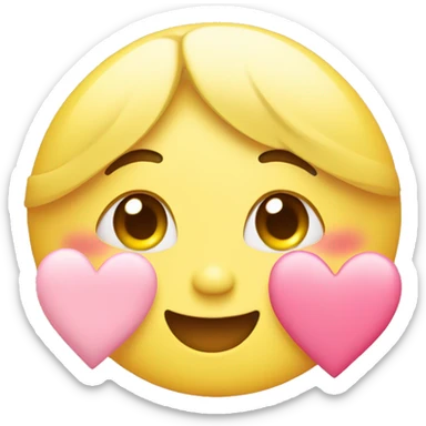 cute smiling yellow face with blush and pink pastel hearts around the face sticker