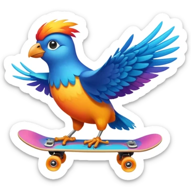 skateboarding bird sticker