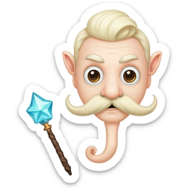 Odd creature with a mustache and wand sticker