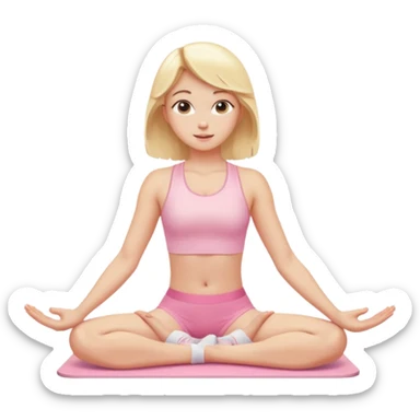 angelic blonde girl stretching in light pink gym sticker