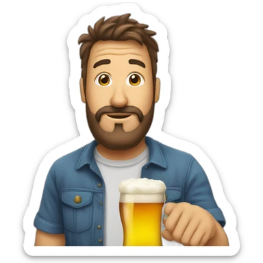 beauf avec une bière dans la main et une calvitie sticker