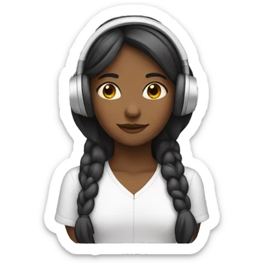 Girl with headphones peaceful sticker