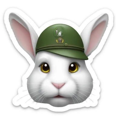 white Rabbit with green military helmet sticker