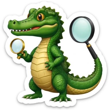 A gator with a magnifying glass sticker