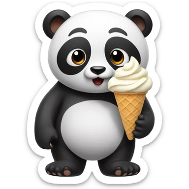 Panda eating ice cream sticker