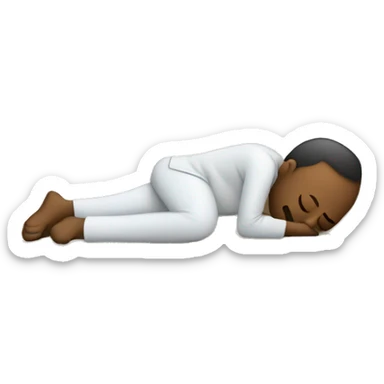 A person who has fallen asleep in an awkward position and is cecked out from the world. Maybe half on the couch and half on the floor face covered  sticker