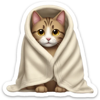 Cat wearing a blanket sticker