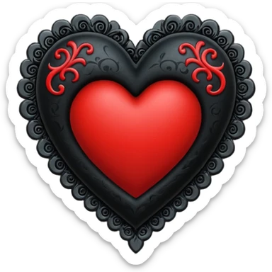 goth heart with black and red accents sticker