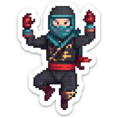 masked ninja jumping sticker