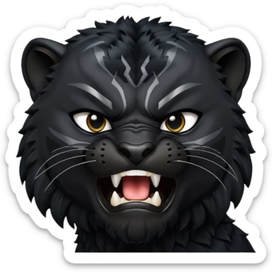black panther with open mouth fierce expression sticker