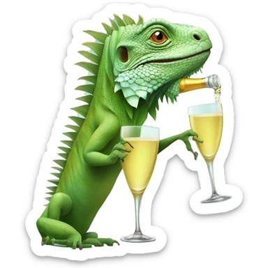 Iguana drinking champagne  sticker