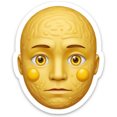 A circular yellow face with many close together face herpes sores sticker