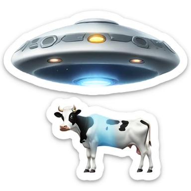 UFO capturing a cow sticker