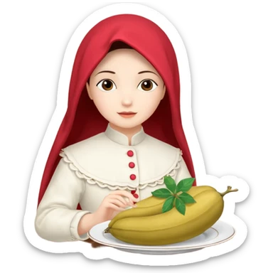 милая девушка ангел с нимбом и крыльями, с рыжими прямыми волосами по плечи, с черными макияжем глаз, тонкими бровями, с улыбкой, в стиле Apple avatar sticker