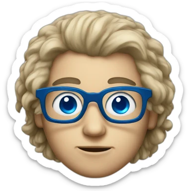 closeup of a young beethoven with blue glasses sticker