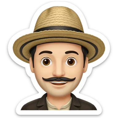 A happy fair skinned Colombian man with some facial hair wearing a black and beige stripped Colombian hat  sticker