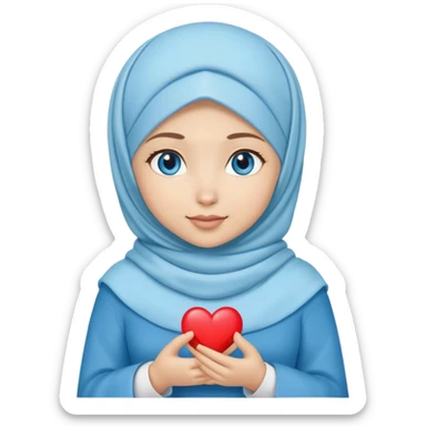 Turkish beautiful finish Konya girl blue eyes with hijab and hold heart in her hand  sticker