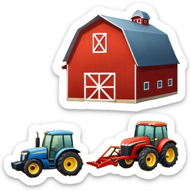farm with barn, tractor, and crops sticker