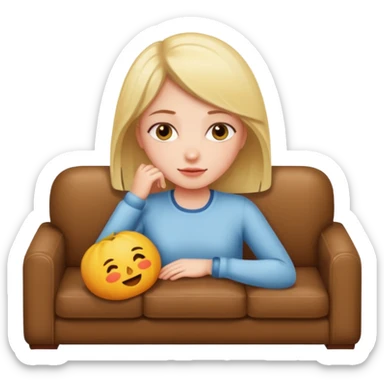 a girl lies on a couch  sticker