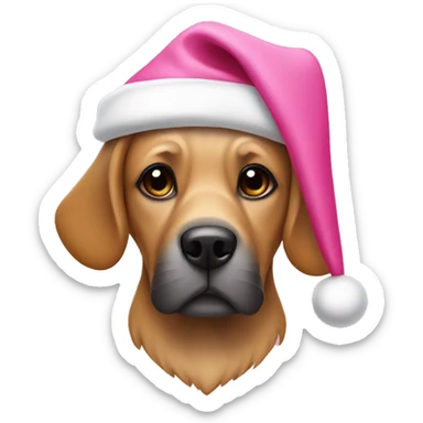 Dog with Santa hat pink  sticker