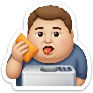 Fat person eating dryer lint sticker