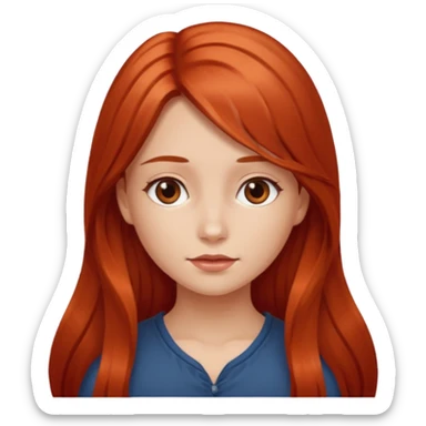 create a girl with long hair, copper red color sticker