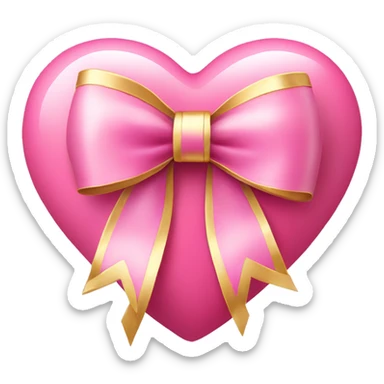 cute pink heart with fancy gold bow sticker