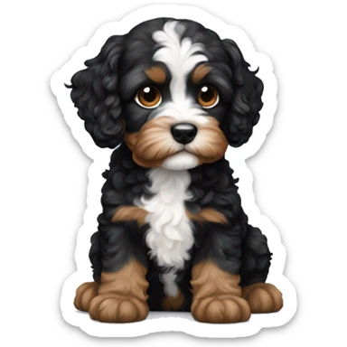black Cavapoo puppy sticker