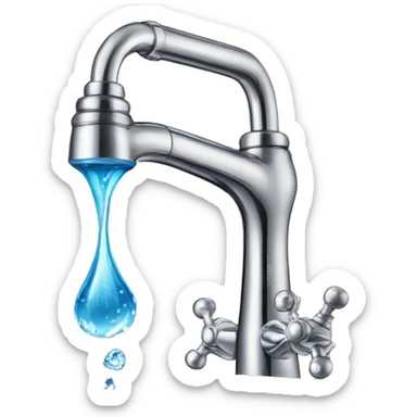 water flowing from tap into bejeweled glass  sticker