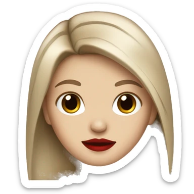 Long brown haired white girl with red lips  sticker
