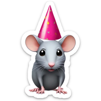 Rat with a party hat sticker