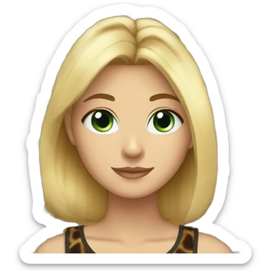 Blonde with short hair blue green eyes and a dark tortoise shell cat sticker