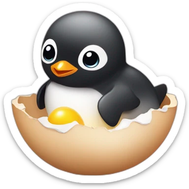 cute baby penguin hatching from its egg sticker