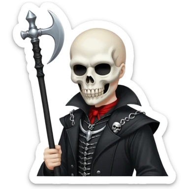 Silver skull death gothic With a scythe  sticker