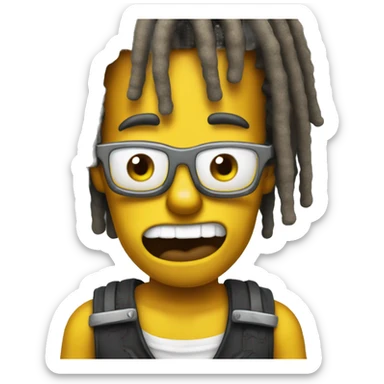 bart simpson with juice world dreads and brown skin sticker