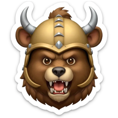Bear wearing horned helmet growling sticker
