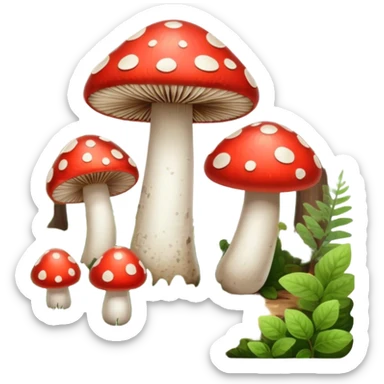 Cottage core mushrooms sticker
