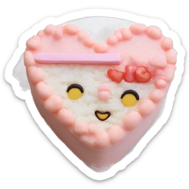 pastel pink heart shaped bento cake with white shell frosting sticker