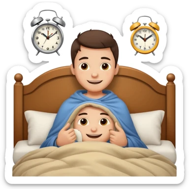 create emoji of a boy who is lying in the bed in the morning and its time to wake up  because the alarm went off he should smile  sticker