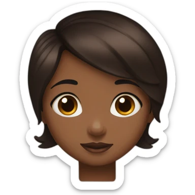 black girl, brown eyes, short black hair hugging a kinder bueno sticker
