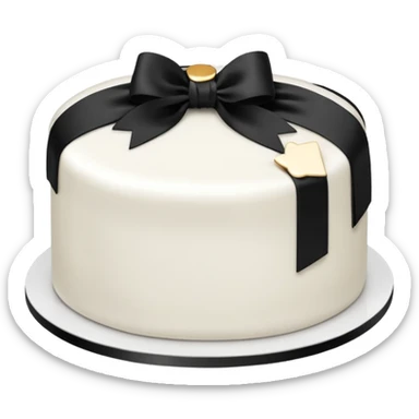 minimalist white cake with black ribbon accent sticker