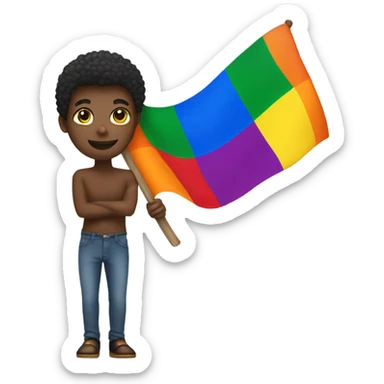 African Holding Gay pride flag sticker