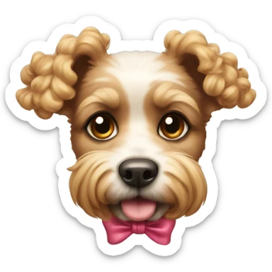 Curly dog with bow sticker