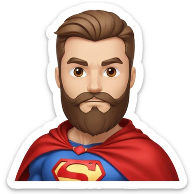 superhero with magnificent flowing beard, cape, mask, muscular sticker