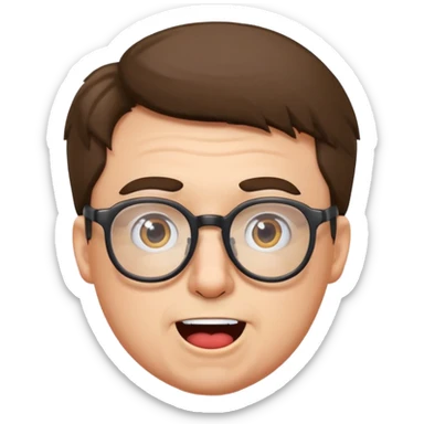 realistic male portrait with glasses making funny faces  sticker