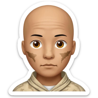 china ancient man bold head, tattered puma skin cloth sticker